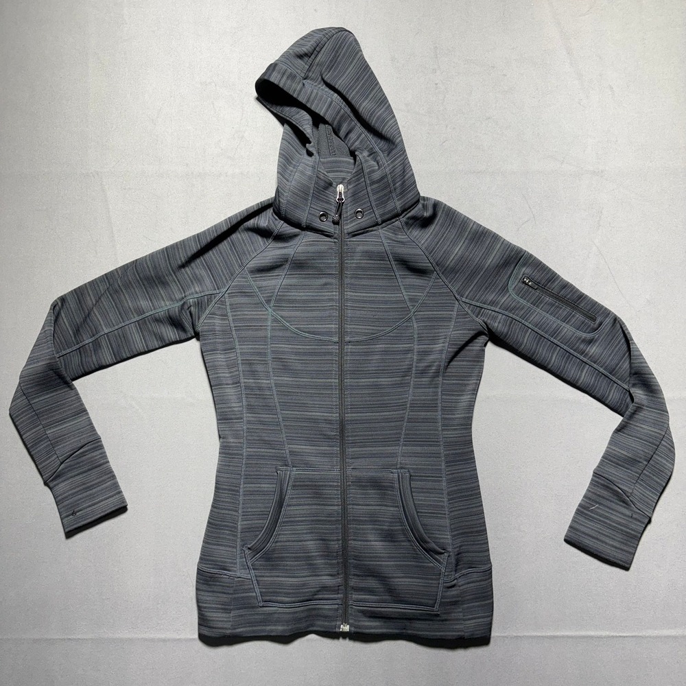 Athleta Womens Gray Space Dye Full Zip Fleece Hoodie Thumbholes 151598 Size S